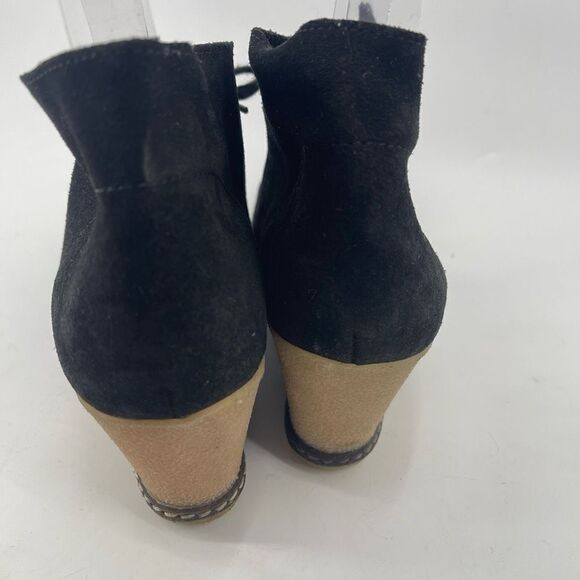 J. Crew Womens Ankle Boots Booties Suede Lace Up Wedge 2.5" Heels Black Size 9 - Picture 10 of 15